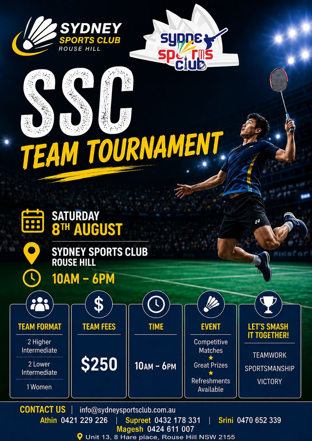Sydney Sports Club Launches Its Inaugural Badminton Team Tournament in Rouse Hill